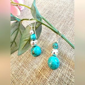 Turquoise and Silver Dangle Earrings